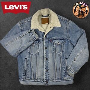 Levi's Vintage Sherpa Lined Denim Trucker Jacket Mens Small Blue Jean Outerwear